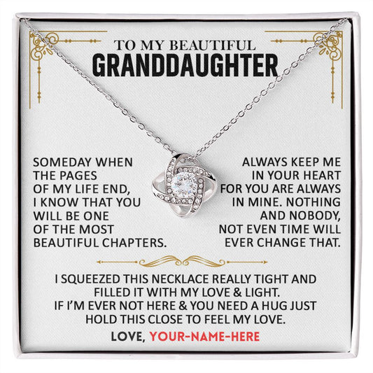 To My Beautiful Granddaughter - Personalized Love Knot Necklace Set D-002