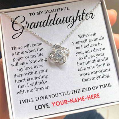 To My Granddaughter PERSONALIZED - Love Knot Necklace