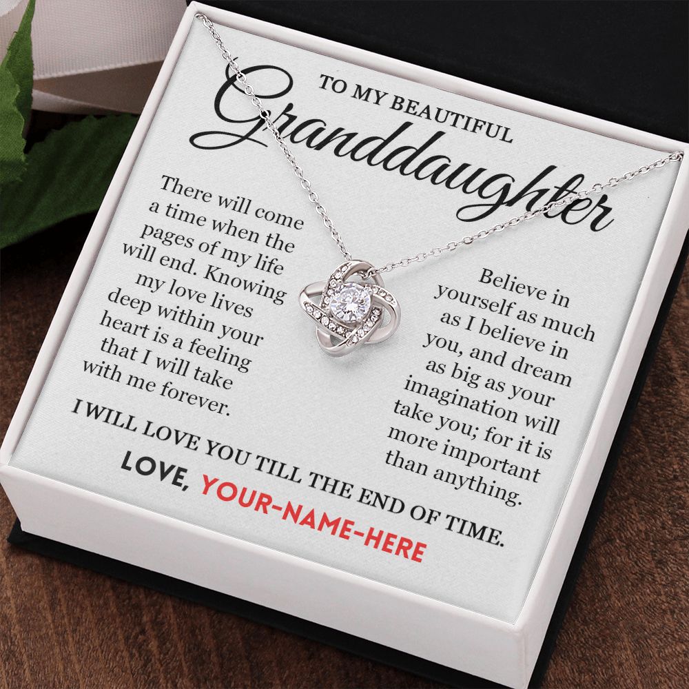 To My Granddaughter PERSONALIZED - Love Knot Necklace