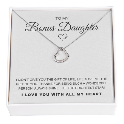 To My Bonus Daughter - Delicate Heart Necklace