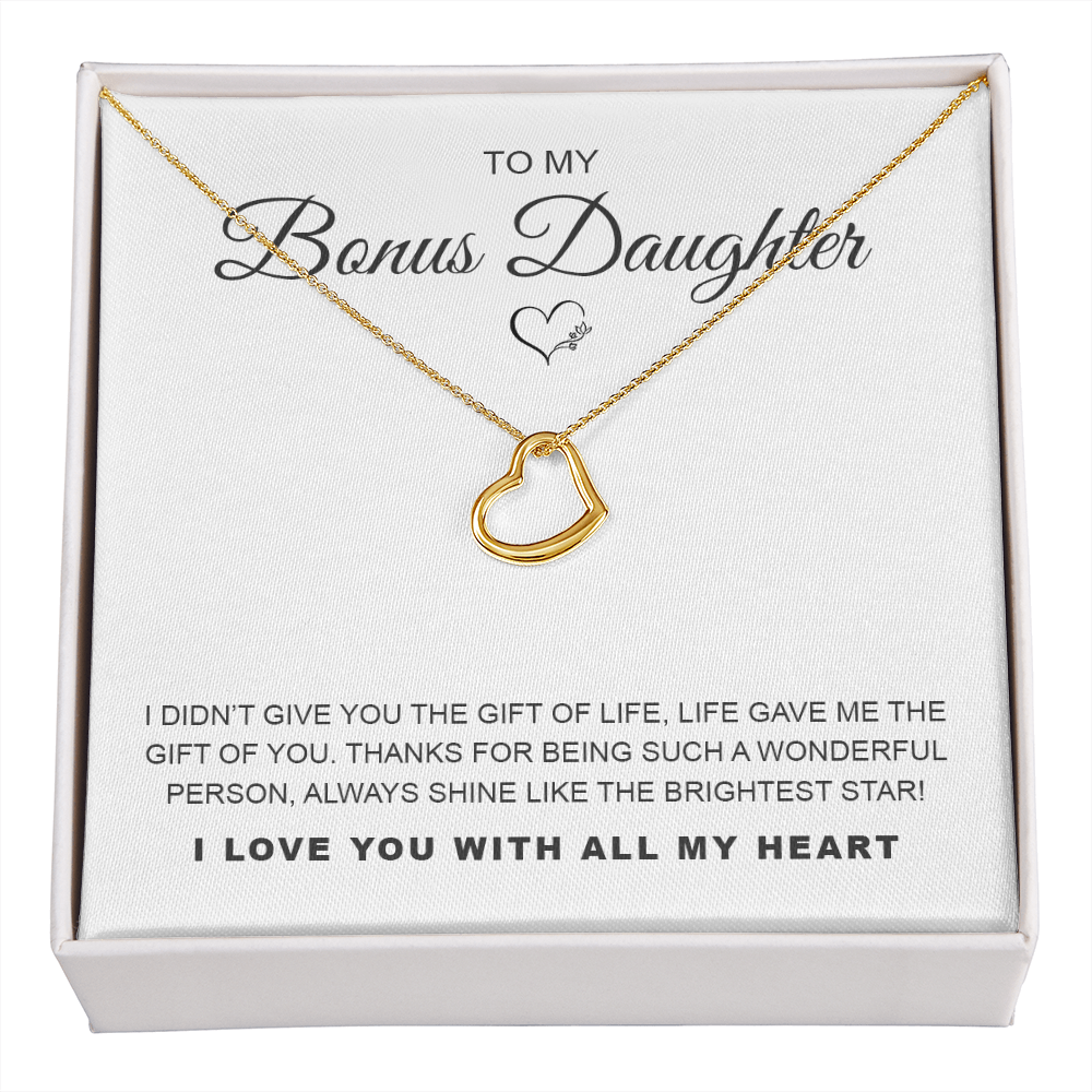 To My Bonus Daughter - Delicate Heart Necklace