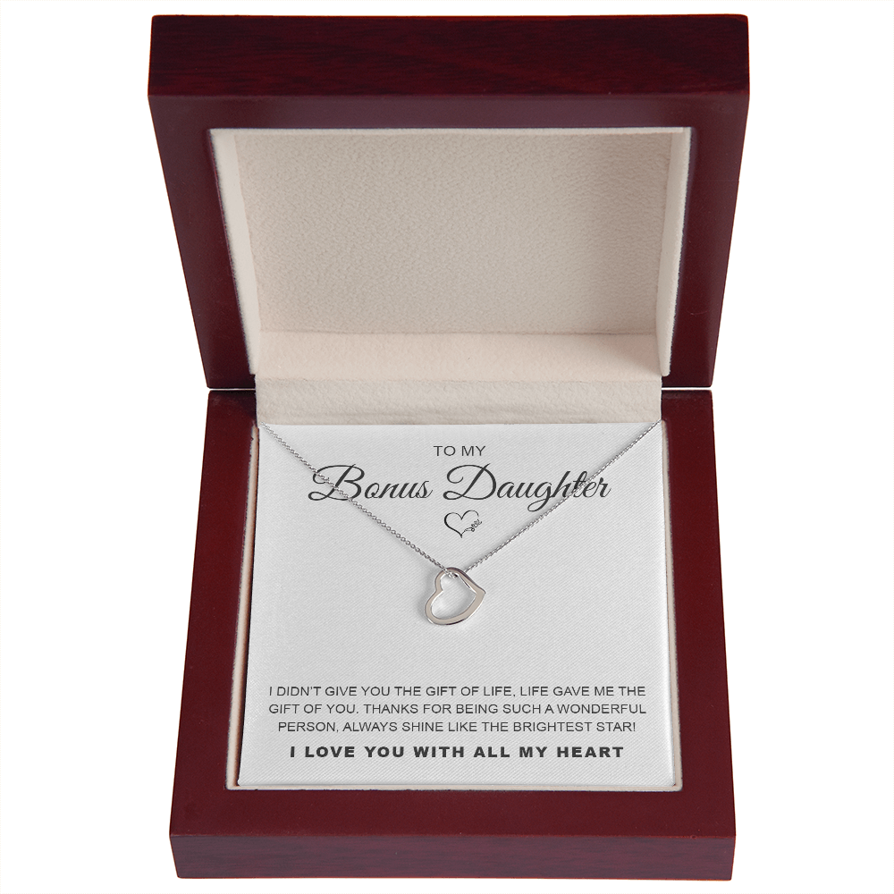 To My Bonus Daughter - Delicate Heart Necklace